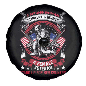 Female Veteran Spare Tire Cover Stands For Her Country Patriotic Women in Military TS02 Print Your Wear