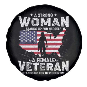 Female Veteran Spare Tire Cover Stands For Her Country Patriotic American Flag TS02 Print Your Wear