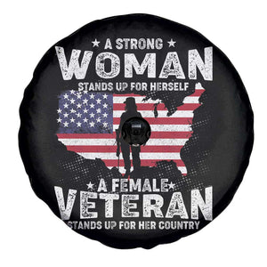 Female Veteran Spare Tire Cover Stands For Her Country Patriotic American Flag TS02 Print Your Wear