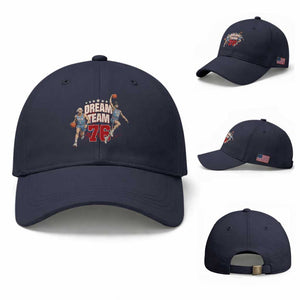 Dream Team 76 Founding Fathers Playing Basketball Baseball Cap Funny George Washington Abraham Lincoln Patriotic Sports Fan TS02 Baseball Cap Universal Fit Navy Print Your Wear
