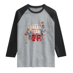 Dream Team 76 Founding Fathers Playing Basketball Raglan Shirt Funny George Washington Abraham Lincoln Patriotic Sports Fan TS02 Heather Gray Black Print Your Wear