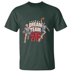 Dream Team 76 Founding Fathers Playing Basketball T Shirt Funny George Washington Abraham Lincoln Patriotic Sports Fan TS02 Dark Forest Green Print Your Wear