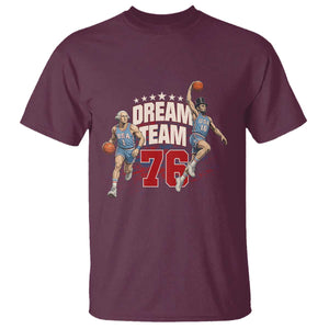 Dream Team 76 Founding Fathers Playing Basketball T Shirt Funny George Washington Abraham Lincoln Patriotic Sports Fan TS02 Maroon Print Your Wear
