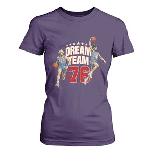 Dream Team 76 Founding Fathers Playing Basketball T Shirt For Women Funny George Washington Abraham Lincoln Patriotic Sports Fan TS02 Purple Print Your Wear