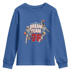 Dream Team 76 Founding Fathers Playing Basketball Youth Sweatshirt Funny George Washington Abraham Lincoln Patriotic Sports Fan TS02 Royal Blue Print Your Wear