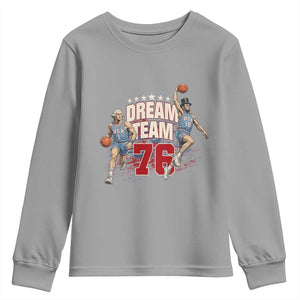 Dream Team 76 Founding Fathers Playing Basketball Youth Sweatshirt Funny George Washington Abraham Lincoln Patriotic Sports Fan TS02 Sport Gray Print Your Wear