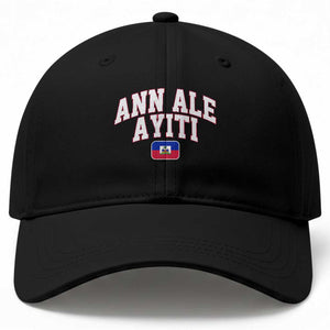 Ann Ale Ayiti Collegiate Athletic Sport Style Baseball Cap Let's Go Haiti Haitian Flag and Coat of Arms Pride