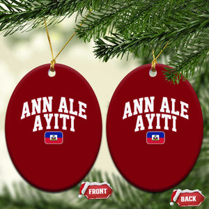 Ann Ale Ayiti Collegiate Athletic Sport Style Ceramic Ornament Let's Go Haiti Haitian Flag and Coat of Arms Pride
