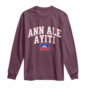 Ann Ale Ayiti Collegiate Athletic Sport Style Long Sleeve Shirt Let's Go Haiti Haitian Flag and Coat of Arms Pride