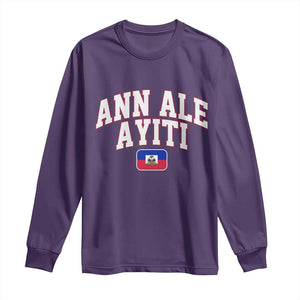 Ann Ale Ayiti Collegiate Athletic Sport Style Long Sleeve Shirt Let's Go Haiti Haitian Flag and Coat of Arms Pride