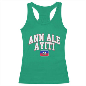 Ann Ale Ayiti Collegiate Athletic Sport Style Racerback Tank Top Let's Go Haiti Haitian Flag and Coat of Arms Pride
