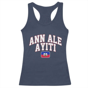 Ann Ale Ayiti Collegiate Athletic Sport Style Racerback Tank Top Let's Go Haiti Haitian Flag and Coat of Arms Pride