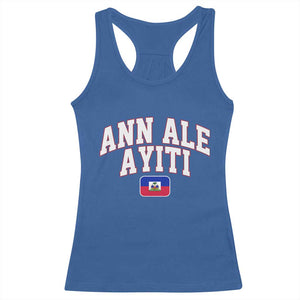 Ann Ale Ayiti Collegiate Athletic Sport Style Racerback Tank Top Let's Go Haiti Haitian Flag and Coat of Arms Pride