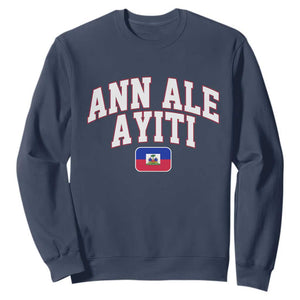 Ann Ale Ayiti Collegiate Athletic Sport Style Sweatshirt Let's Go Haiti Haitian Flag and Coat of Arms Pride