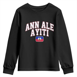 Ann Ale Ayiti Collegiate Athletic Sport Style Youth Sweatshirt Let's Go Haiti Haitian Flag and Coat of Arms Pride