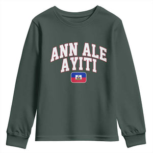 Ann Ale Ayiti Collegiate Athletic Sport Style Youth Sweatshirt Let's Go Haiti Haitian Flag and Coat of Arms Pride