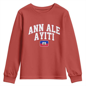 Ann Ale Ayiti Collegiate Athletic Sport Style Youth Sweatshirt Let's Go Haiti Haitian Flag and Coat of Arms Pride