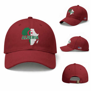Algeria Algerian Pride Map of Africa Heritage Graphic Baseball Cap Patriotic North African Roots National Flag
