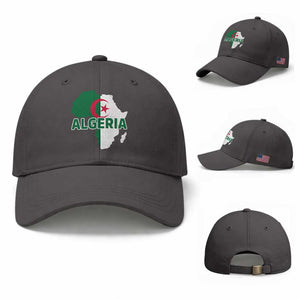 Algeria Algerian Pride Map of Africa Heritage Graphic Baseball Cap Patriotic North African Roots National Flag