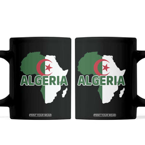 Algeria Algerian Pride Map of Africa Heritage Graphic Coffee Mug Patriotic North African Roots National Flag TS02 Black Print Your Wear