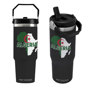 Algeria Algerian Pride Map of Africa Heritage Graphic Flip Straw Tumbler Patriotic North African Roots National Flag TS02 One Size: 30 oz Black Print Your Wear