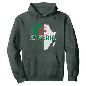 Algeria Algerian Pride Map of Africa Heritage Graphic Hoodie Patriotic North African Roots National Flag