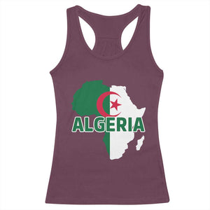 Algeria Algerian Pride Map of Africa Heritage Graphic Racerback Tank Top Patriotic North African Roots National Flag