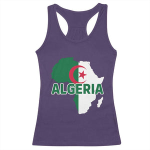 Algeria Algerian Pride Map of Africa Heritage Graphic Racerback Tank Top Patriotic North African Roots National Flag