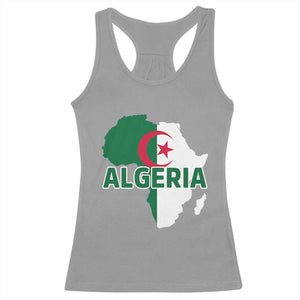 Algeria Algerian Pride Map of Africa Heritage Graphic Racerback Tank Top Patriotic North African Roots National Flag
