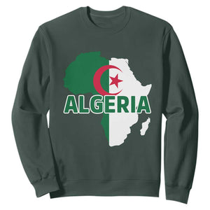 Algeria Algerian Pride Map of Africa Heritage Graphic Sweatshirt Patriotic North African Roots National Flag