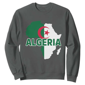Algeria Algerian Pride Map of Africa Heritage Graphic Sweatshirt Patriotic North African Roots National Flag