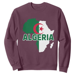 Algeria Algerian Pride Map of Africa Heritage Graphic Sweatshirt Patriotic North African Roots National Flag