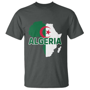 Algeria Algerian Pride Map of Africa Heritage Graphic T Shirt Patriotic North African Roots National Flag