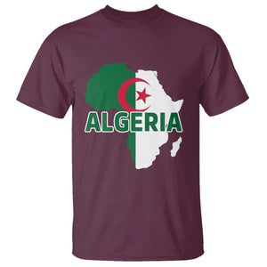 Algeria Algerian Pride Map of Africa Heritage Graphic T Shirt Patriotic North African Roots National Flag