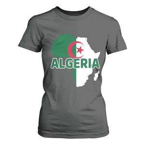 Algeria Algerian Pride Map of Africa Heritage Graphic T Shirt For Women Patriotic North African Roots National Flag
