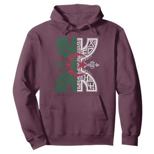 Algeria Amazigh Berber Yaz Symbol Algerian Flag Heritage Graphic Hoodie Traditional North African Tribal Culture Art
