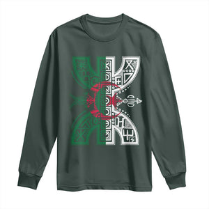 Algeria Amazigh Berber Yaz Symbol Algerian Flag Heritage Graphic Long Sleeve Shirt Traditional North African Tribal Culture Art