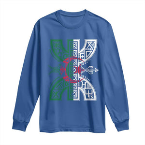 Algeria Amazigh Berber Yaz Symbol Algerian Flag Heritage Graphic Long Sleeve Shirt Traditional North African Tribal Culture Art