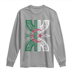 Algeria Amazigh Berber Yaz Symbol Algerian Flag Heritage Graphic Long Sleeve Shirt Traditional North African Tribal Culture Art
