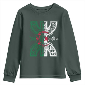 Algeria Amazigh Berber Yaz Symbol Algerian Flag Heritage Graphic Youth Sweatshirt Traditional North African Tribal Culture Art
