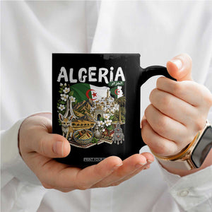 Algeria Algerian Culture and Landmarks Collage Graphic Coffee Mug Proud Fennec Fox Heritage and Arabic Calligraphy TS02 Print Your Wear