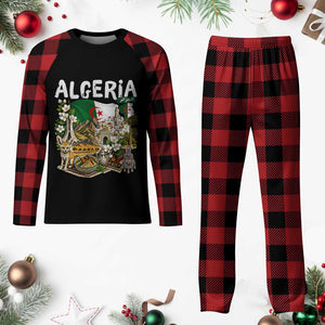 Algeria Algerian Culture and Landmarks Collage Graphic Plaid Pajama Set Proud Fennec Fox Heritage and Arabic Calligraphy