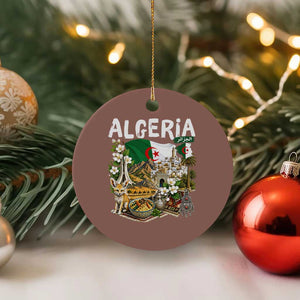 Algeria Algerian Culture and Landmarks Collage Graphic Ceramic Ornament Proud Fennec Fox Heritage and Arabic Calligraphy
