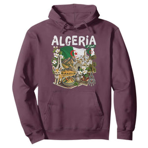 Algeria Algerian Culture and Landmarks Collage Graphic Hoodie Proud Fennec Fox Heritage and Arabic Calligraphy
