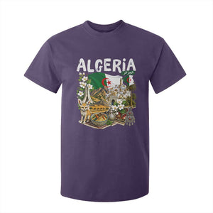 Algeria Algerian Culture and Landmarks Collage Graphic T Shirt For Kid Proud Fennec Fox Heritage and Arabic Calligraphy
