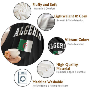 Classic Algeria Varsity Athletic Style Throw Blanket Proud Patriotic Algerian Flag