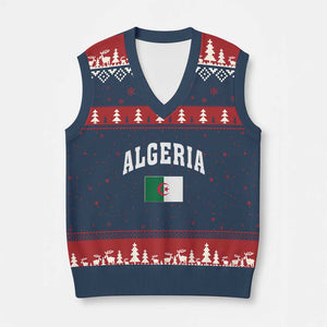 Classic Algeria Varsity Athletic Style V-Neck Knit Sweater Vest Proud Patriotic Algerian Flag