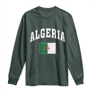 Classic Algeria Varsity Athletic Style Long Sleeve Shirt Proud Patriotic Algerian Flag