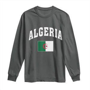 Classic Algeria Varsity Athletic Style Long Sleeve Shirt Proud Patriotic Algerian Flag