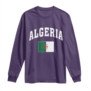Classic Algeria Varsity Athletic Style Long Sleeve Shirt Proud Patriotic Algerian Flag